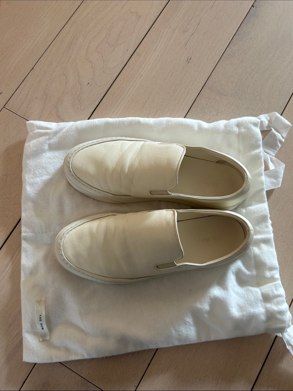 THE ROW Marie H Milk White nappa sneakers